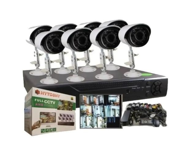 &uu KIT 8 CAMARA IP SEGURIDAD + DVR CON CABLE HYTOSHY